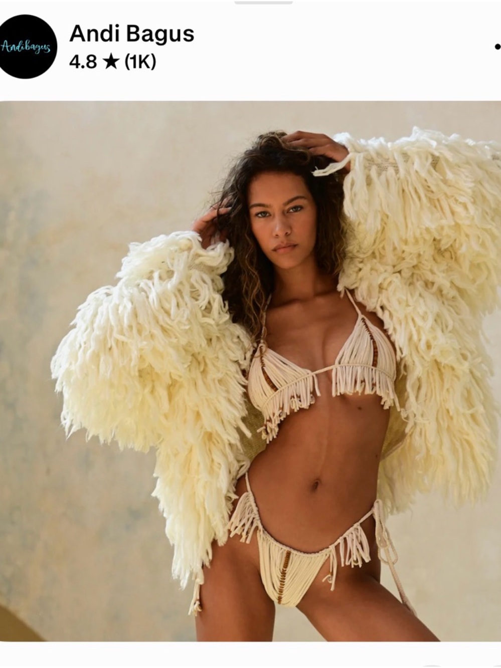 Andi Bagus Cream Shaggy Teddy Jacket - Plush Statement Coat